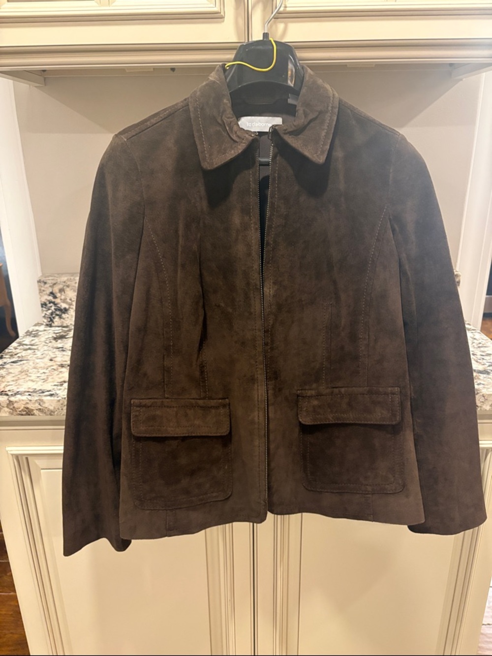 Liz Claiborne 100% Suede Brown Zip-Front Jacket